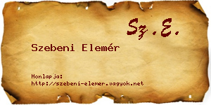 Szebeni Elemér névjegykártya